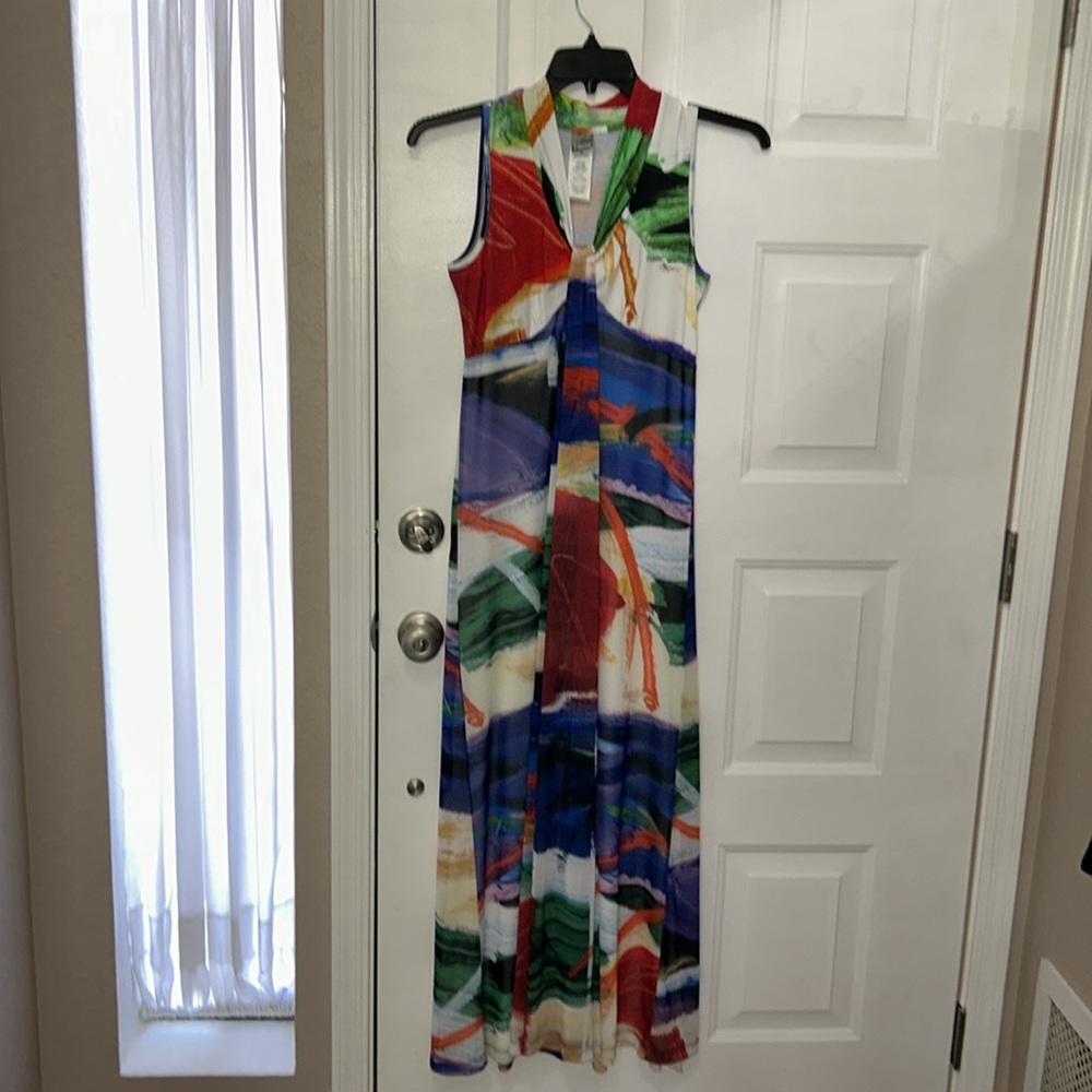 Vintage colorful sleeveless maxi dress
